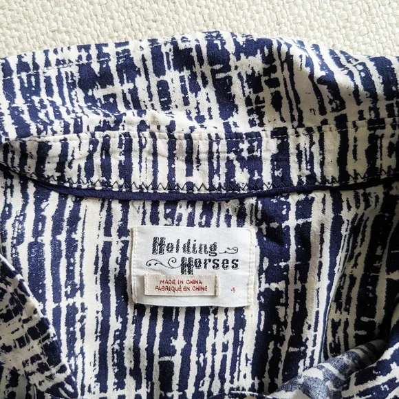 Anthropologie Blue and White Relaxed Button Down Blouse - Picture 7 of 9